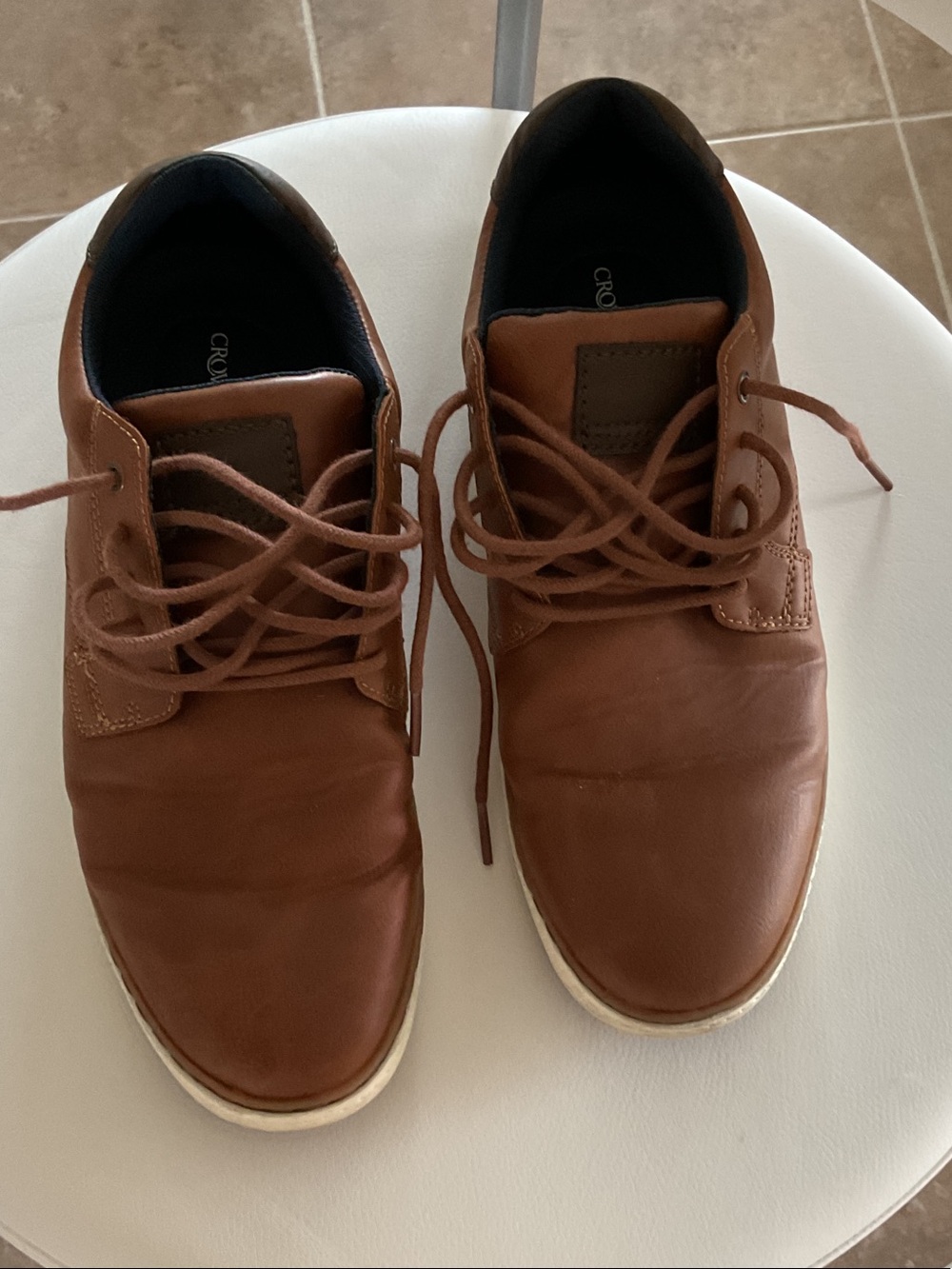 Crown Vintage casual men’s shoes, brown with whites soles, size 9